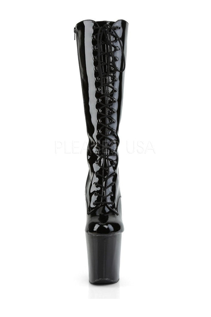 XTREME-2020 Platform Boot | Black Patent-Pleaser-Knee Boots-SEXYSHOES.COM