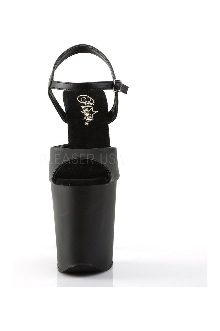 XTREME-809 Platform Sandal | Black Faux Leather-Pleaser-Sandals-SEXYSHOES.COM