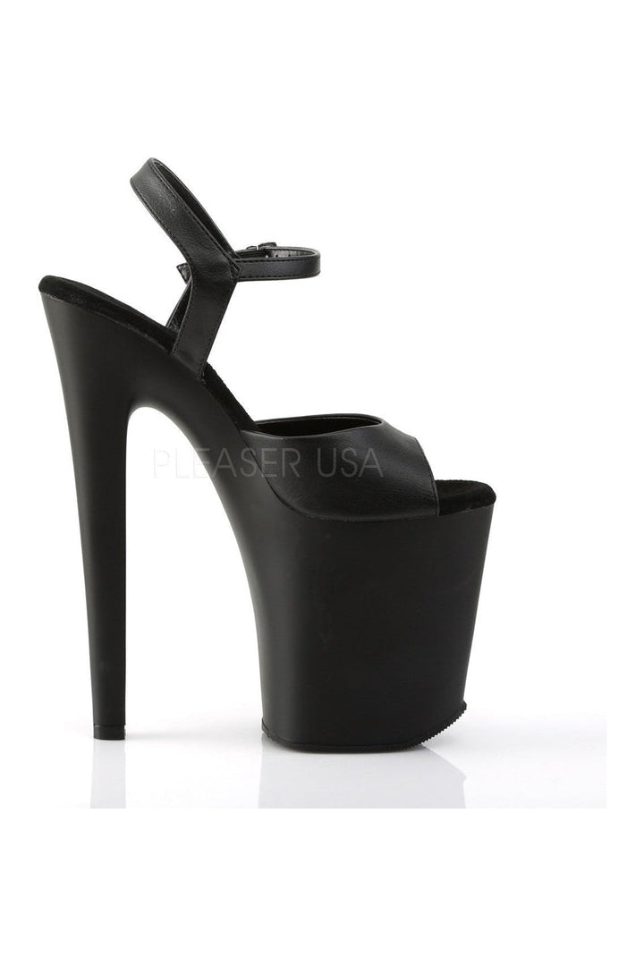 XTREME-809 Platform Sandal | Black Faux Leather-Pleaser-Sandals-SEXYSHOES.COM