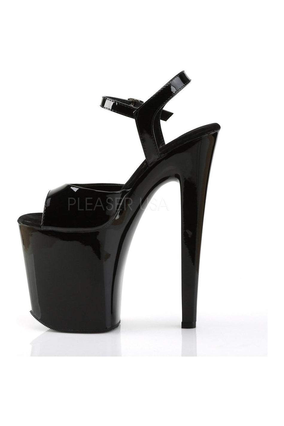 XTREME-809 Platform Sandal | Black Patent-Pleaser-Sandals-SEXYSHOES.COM