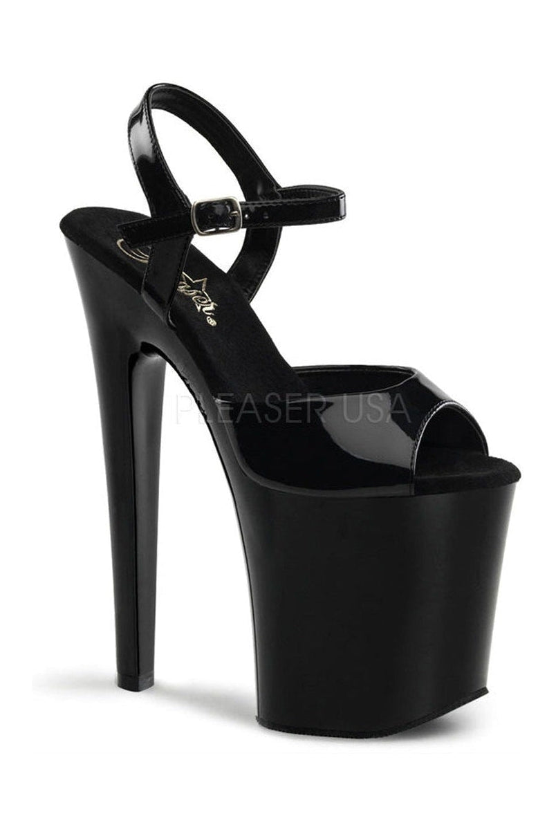 XTREME-809 Platform Sandal | Black Patent-Pleaser-Black-Sandals-SEXYSHOES.COM