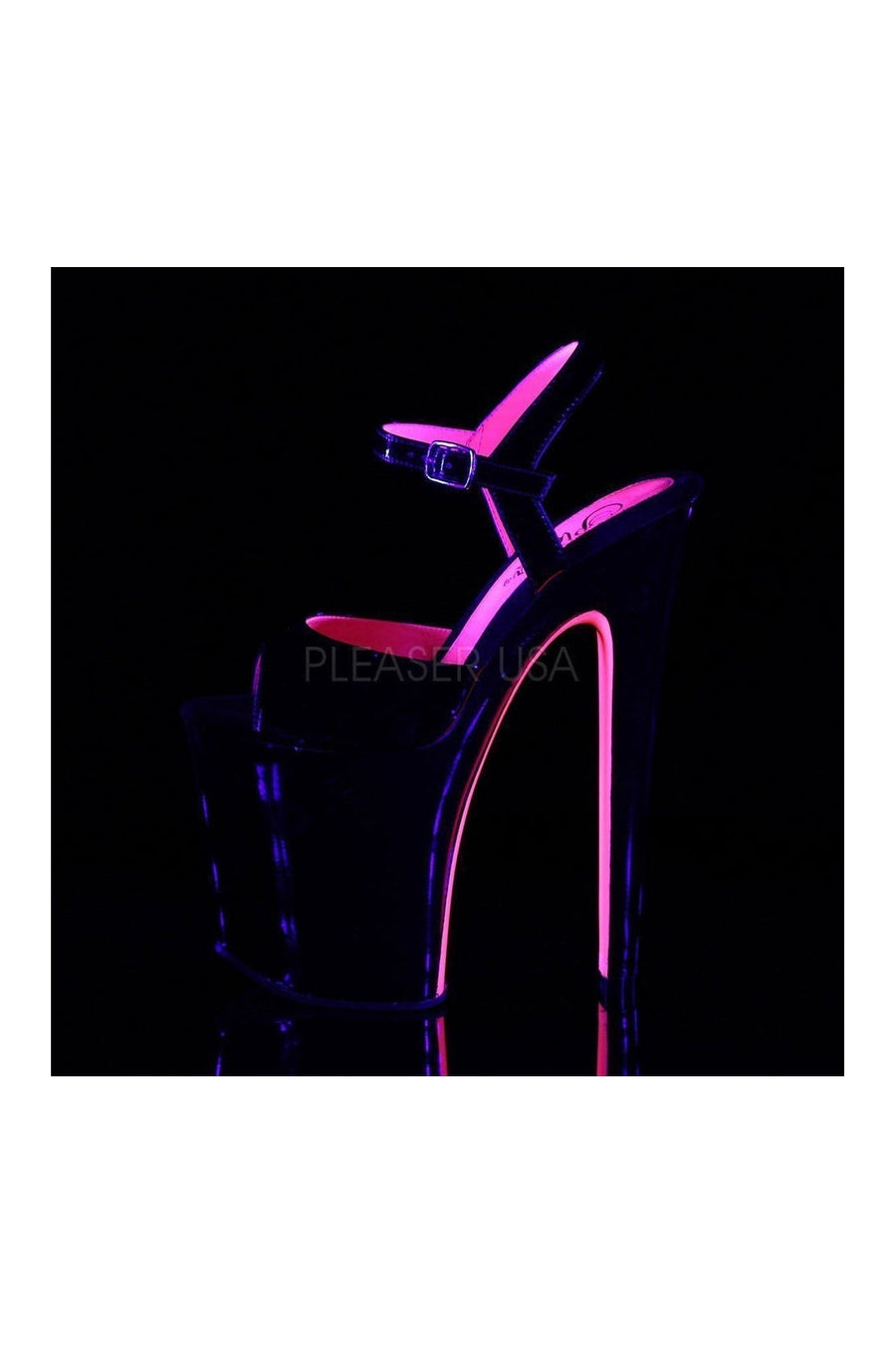 Pleaser XTREME-809TT Platform Sandal in Black Patent