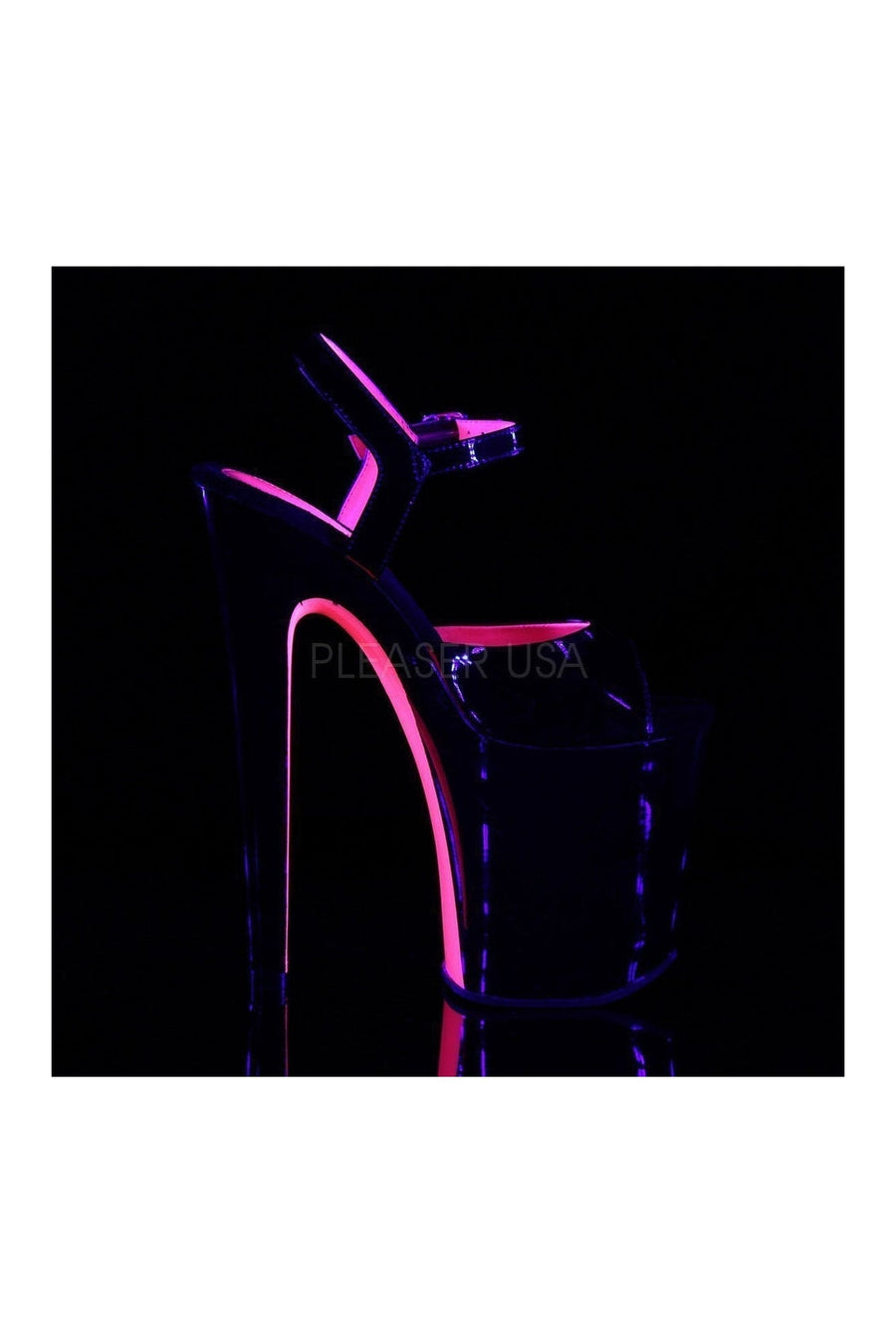 Pleaser XTREME-809TT Platform Sandal in Black Patent