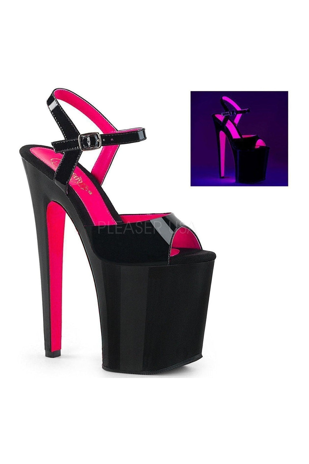 XTREME-809TT Platform Sandal | Black Patent-Pleaser-Black-Sandals-SEXYSHOES.COM