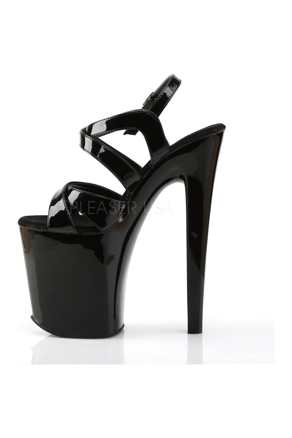 XTREME-872 Platform Sandal | Black Patent-Pleaser-Sandals-SEXYSHOES.COM
