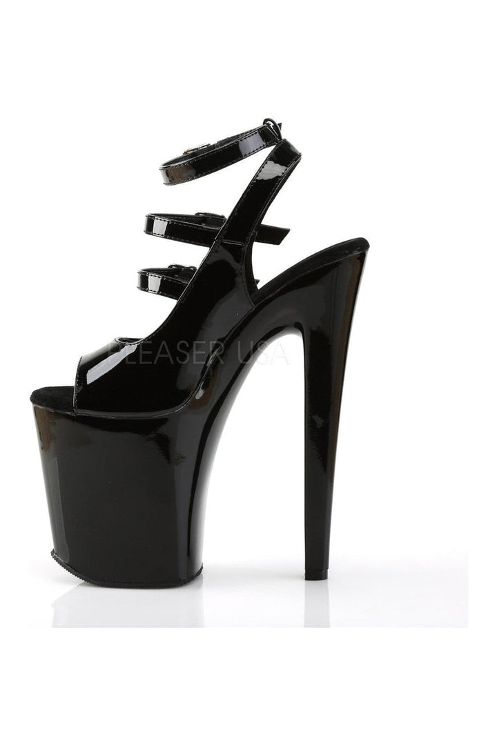 XTREME-873 Platform Sandal | Black Patent-Pleaser-Sandals-SEXYSHOES.COM
