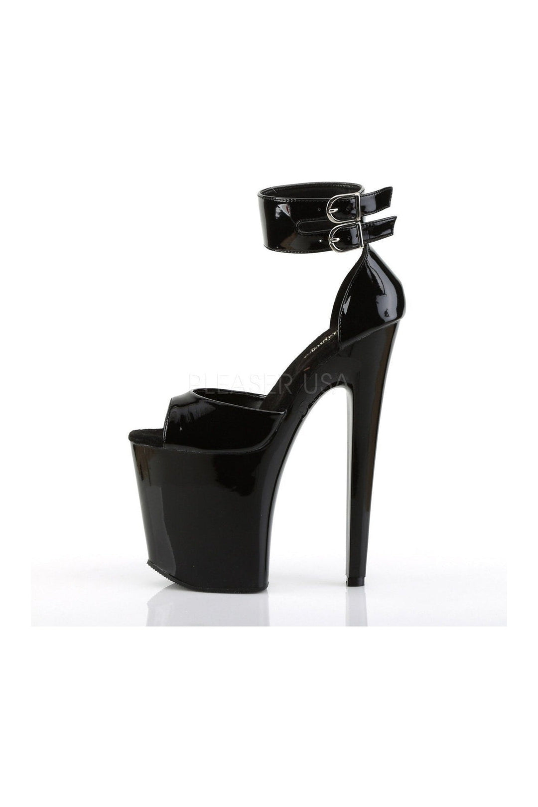 XTREME-875 Platform Sandal | Black Patent-Pleaser-Sandals-SEXYSHOES.COM
