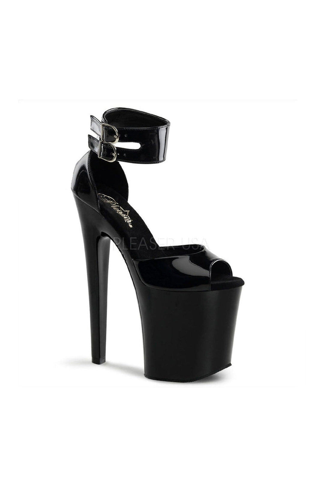 Pleaser XTREME-875 Platform Sandal in Black Patent from SexyShoes.com