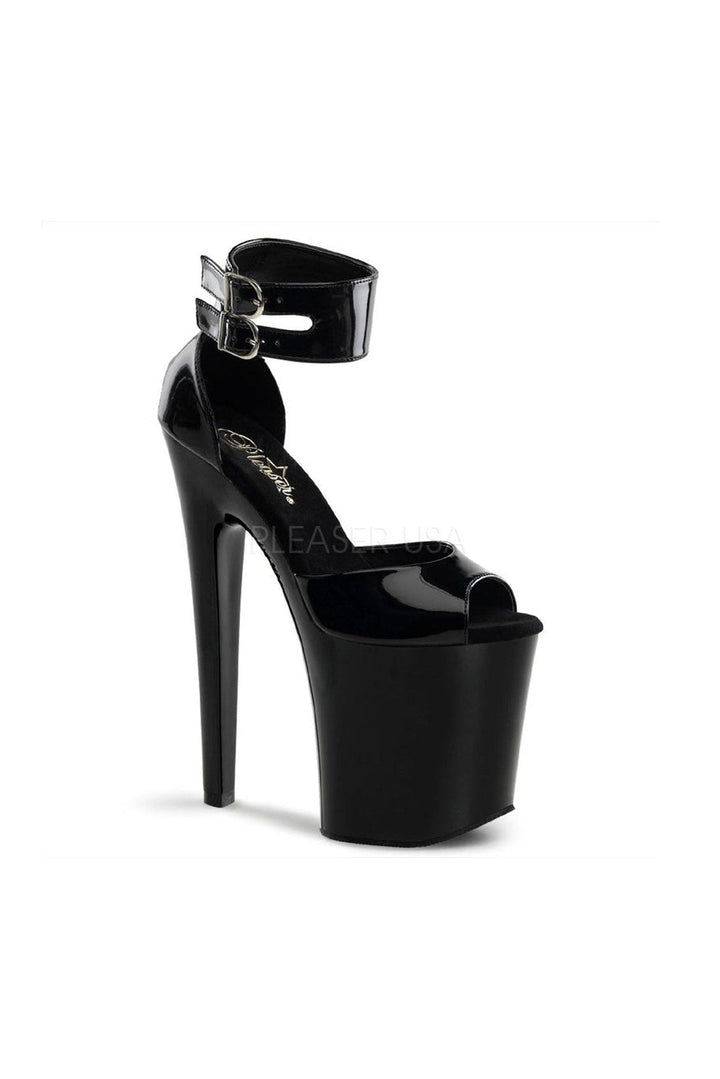 XTREME-875 Platform Sandal | Black Patent-Pleaser-Black-Sandals-SEXYSHOES.COM