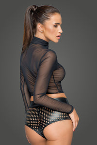 Noir Handmade Zipped Tulle Top in Black Tulle